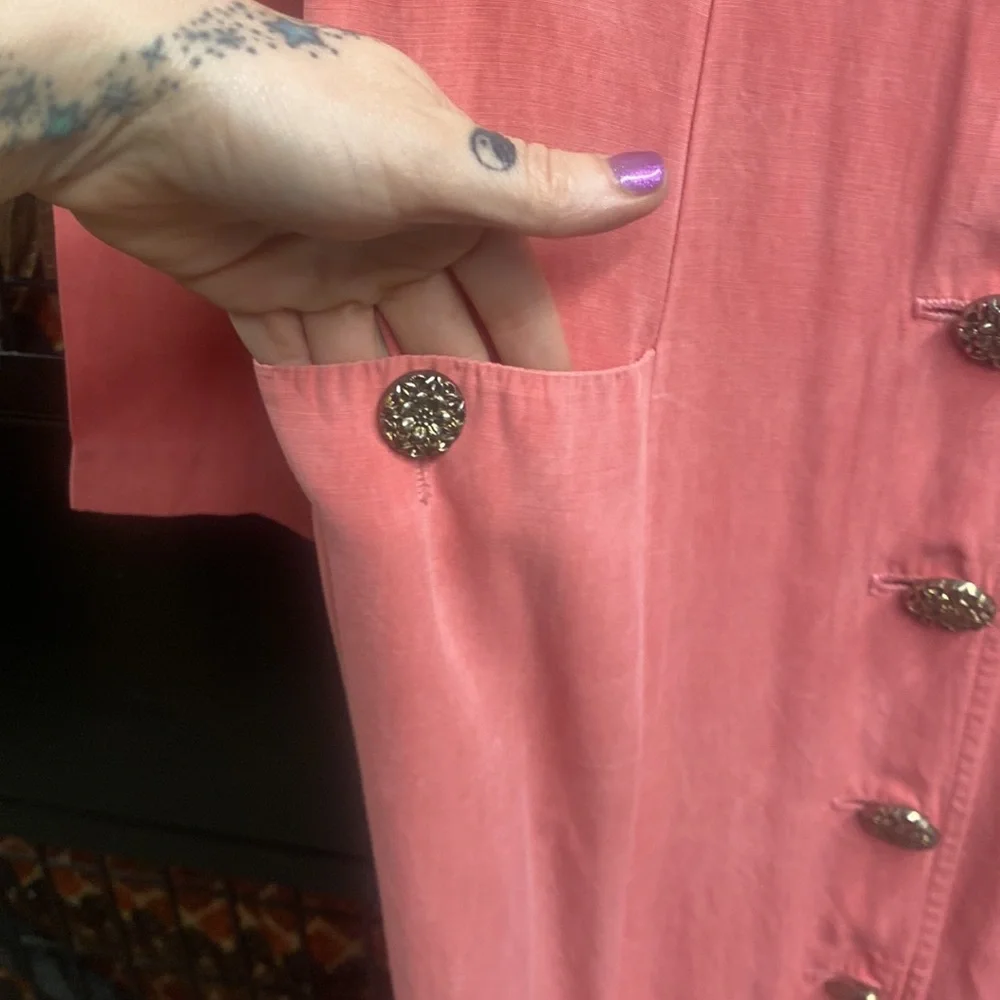 Vintage Scarlett Rose Colored Button Front Shirt Dress - Picture 5 of 7